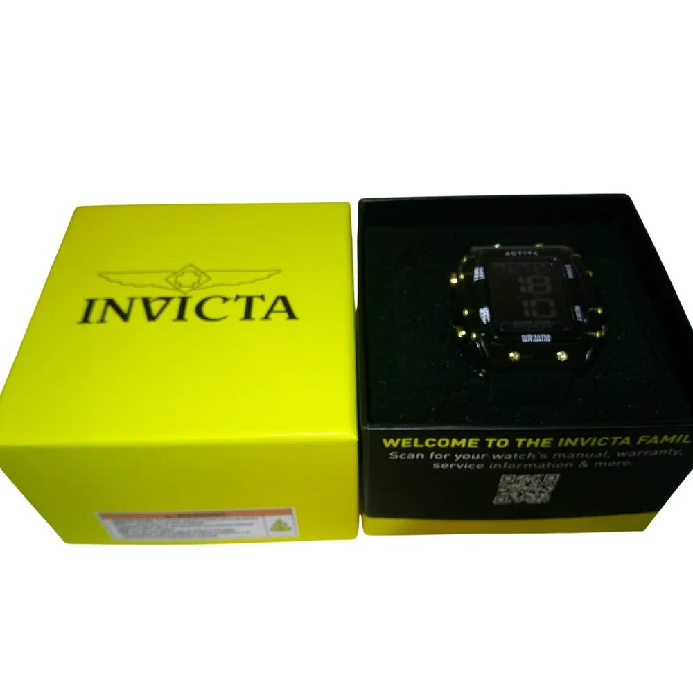 Invicta Activa WR3ATM Digital Watch‎ Black Gold Stainless Steel Men's $149 NIB